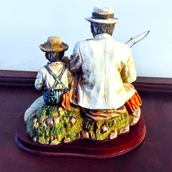 Always Time for Fishing! Man & Boy ~ Marlow Collection Resin Figurine, Wood Base - Picture 3 of 14